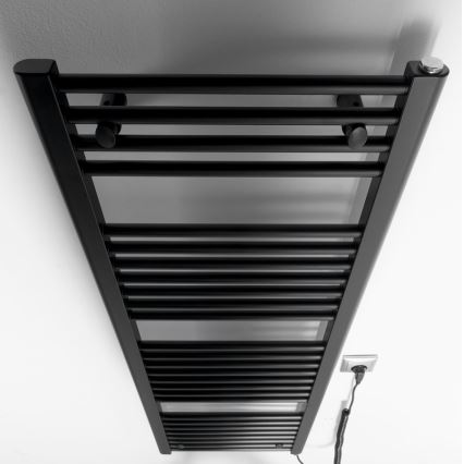Aqualine - Radiador eléctrico de baño DIRECT-E 400W/230V 132 cm negro mate recto