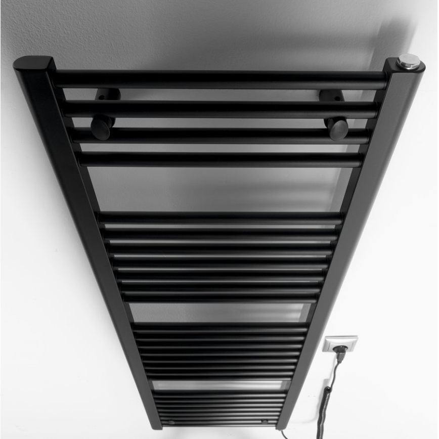 Aqualine - Radiador eléctrico de baño DIRECT-E 400W/230V 132 cm negro mate recto