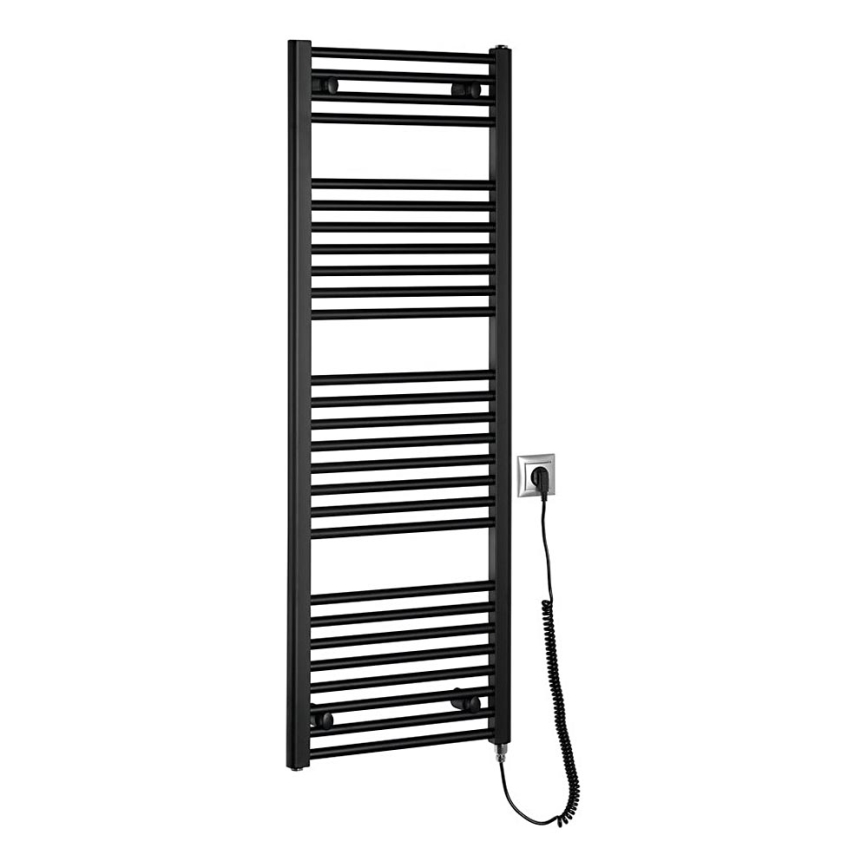 Aqualine - Radiador eléctrico de baño DIRECT-E 400W/230V 132 cm negro mate recto