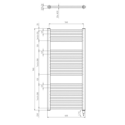 Aqualine - Radiador eléctrico de baño DIRECT-E 400W/230V 96 cm blanco recto