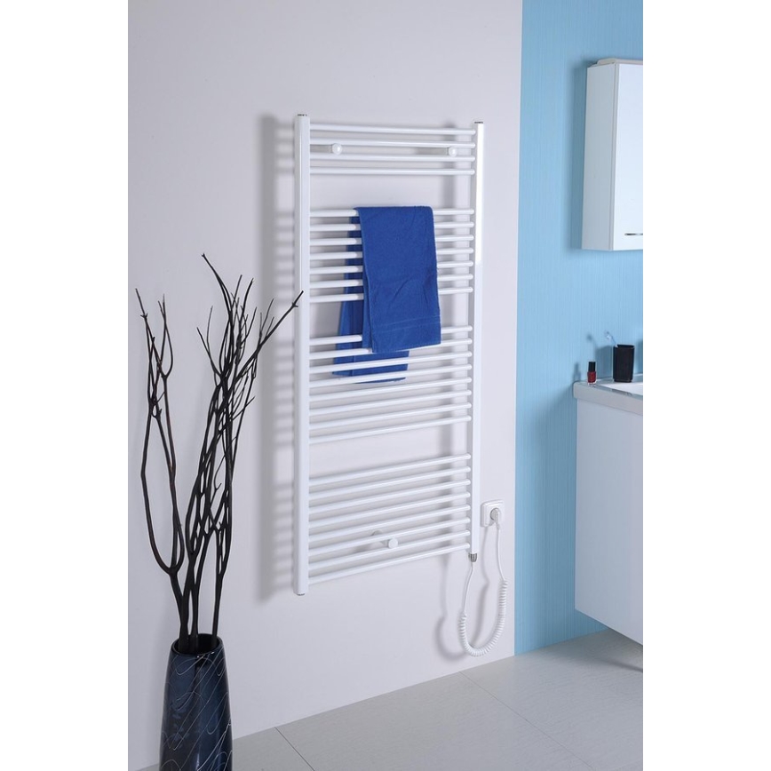 Aqualine - Radiador eléctrico de baño DIRECT-E 600W/230V 132 cm blanco recto