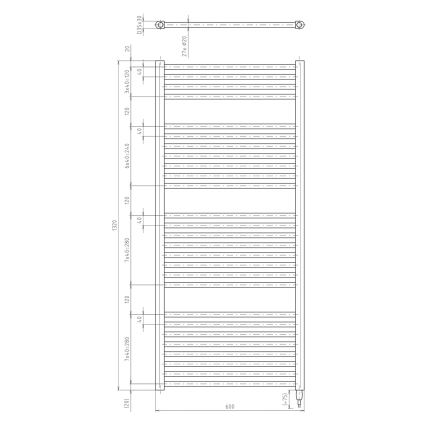 Aqualine - Radiador eléctrico de baño DIRECT-E 600W/230V 132 cm blanco recto