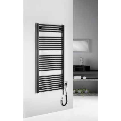 Aqualine - Radiador eléctrico de baño DIRECT-E 600W/230V 132 cm negro mate recto