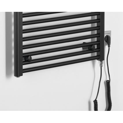 Aqualine - Radiador eléctrico de baño DIRECT-E 600W/230V 132 cm negro mate recto