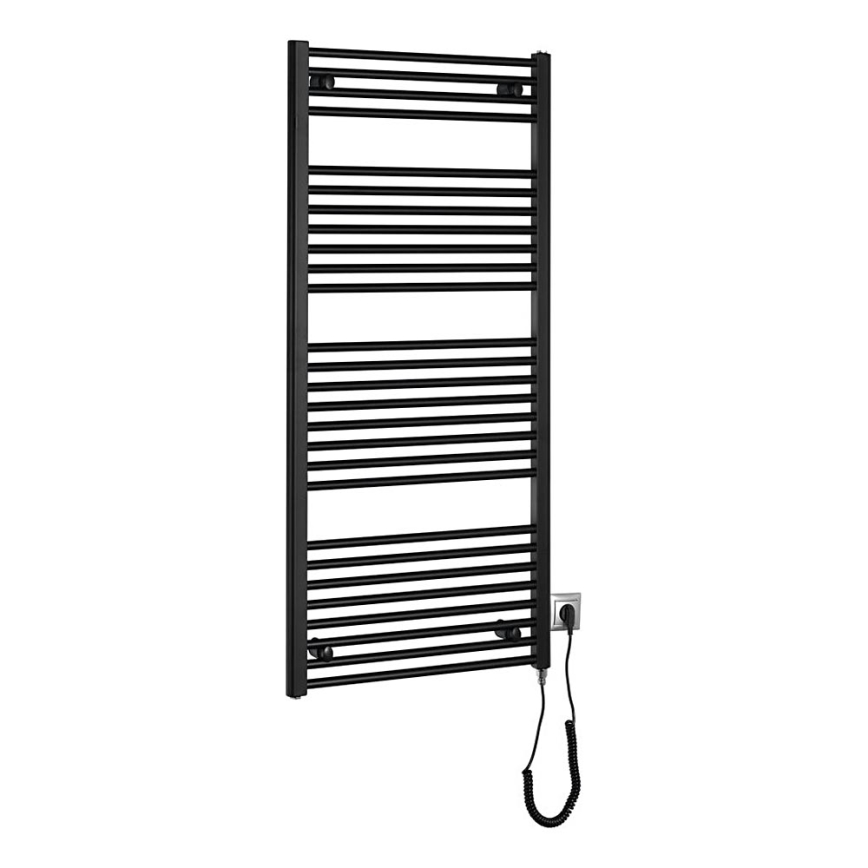 Aqualine - Radiador eléctrico de baño DIRECT-E 600W/230V 132 cm negro mate recto