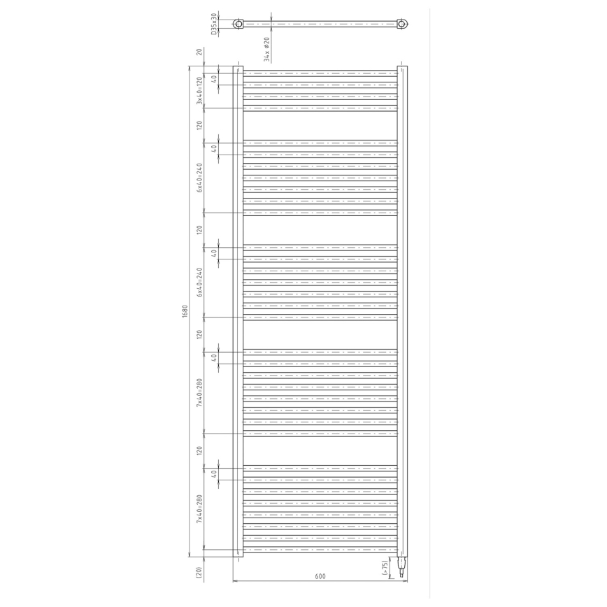 Aqualine - Radiador eléctrico de baño DIRECT-E 800W/230V 168 cm blanco recto