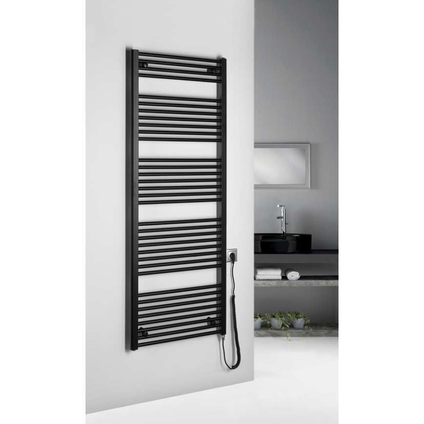 Aqualine - Radiador eléctrico de baño DIRECT-E 800W/230V 168 cm negro mate recto