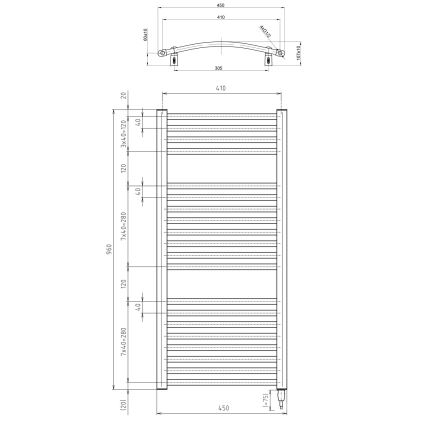 Aqualine - Radiador eléctrico de baño ORBIT-E 300W/230V 96 cm blanco redondo