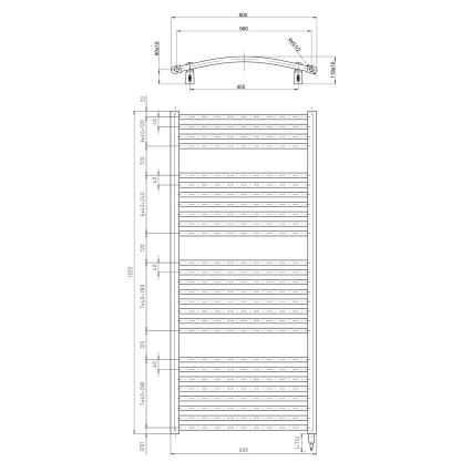 Aqualine - Radiador eléctrico de baño ORBIT-E 600W/230V 132 cm redondo blanco