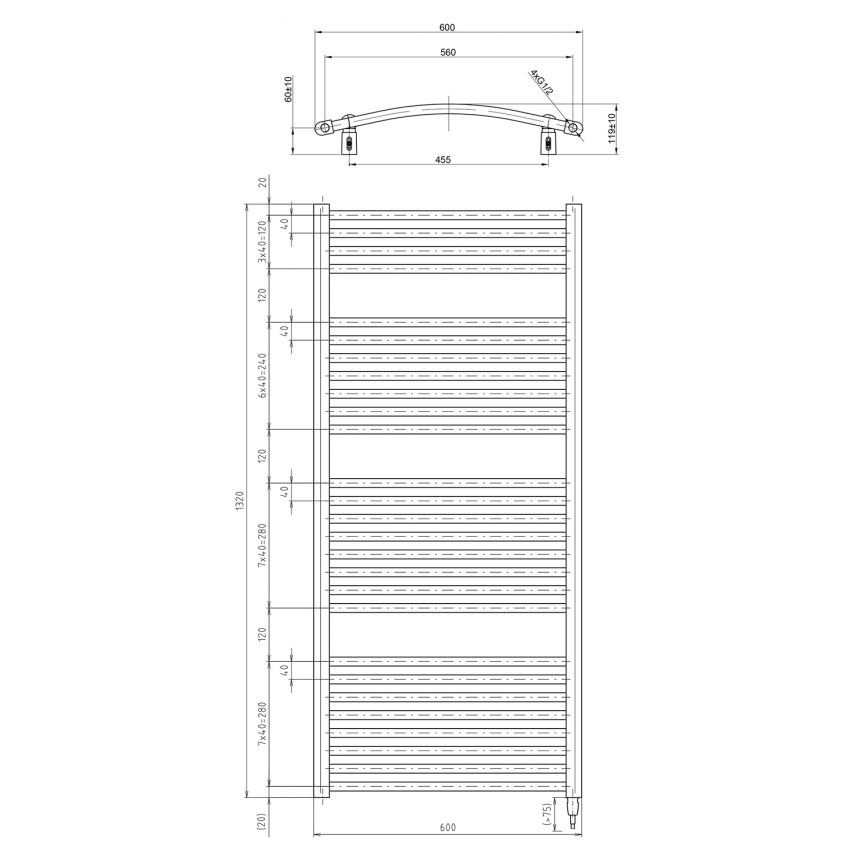 Aqualine - Radiador eléctrico de baño ORBIT-E 600W/230V 132 cm redondo blanco