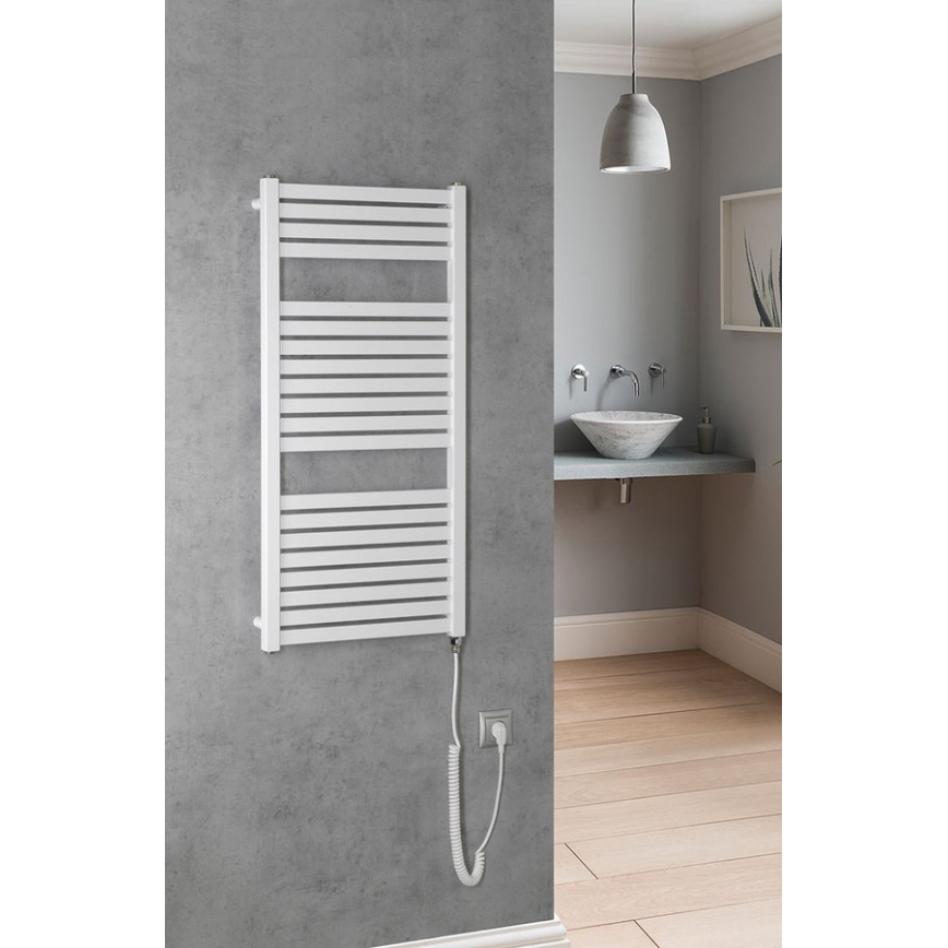 Aqualine - Radiador eléctrico de baño TONDI-E 300W/230V 97 cm blanco recto