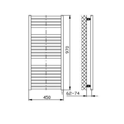 Aqualine - Radiador eléctrico de baño TONDI-E 300W/230V 97 cm blanco recto