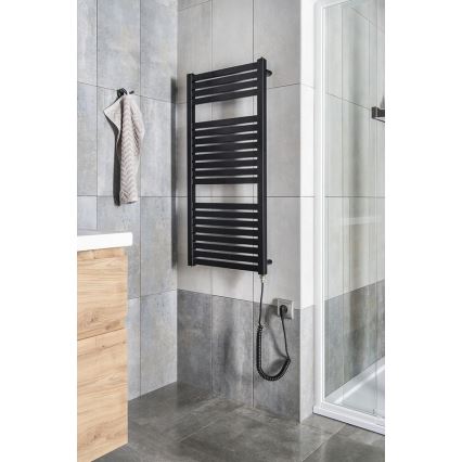 Aqualine - Radiador eléctrico de baño TONDI-E 300W/230V 97 cm negro mate recto