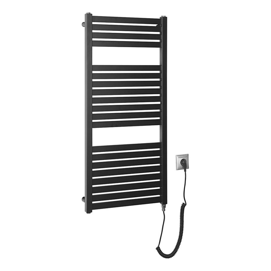 Aqualine - Radiador eléctrico de baño TONDI-E 300W/230V 97 cm negro mate recto