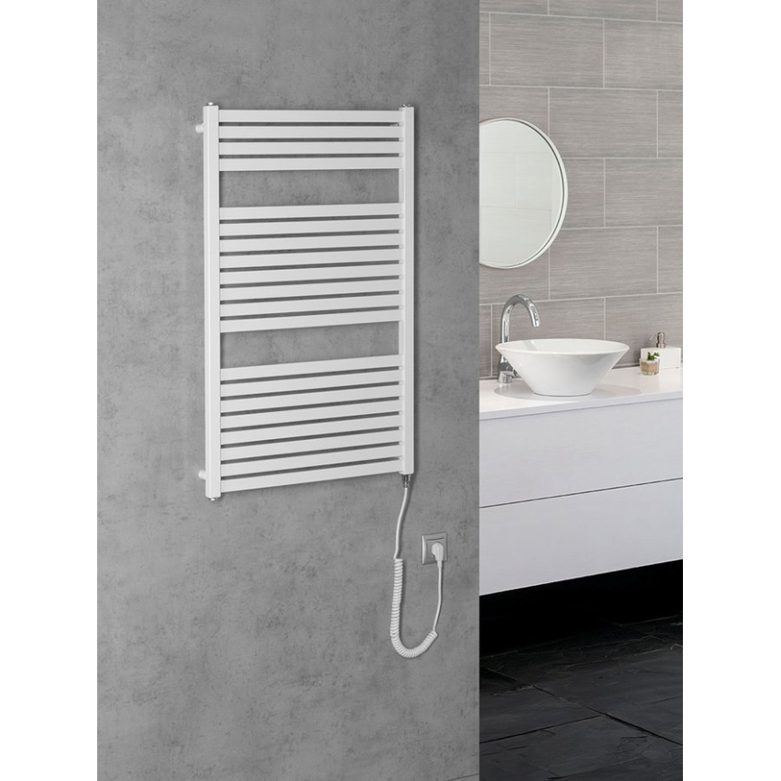 Aqualine - Radiador eléctrico de baño TONDI-E 400W/230V 97 cm blanco recto
