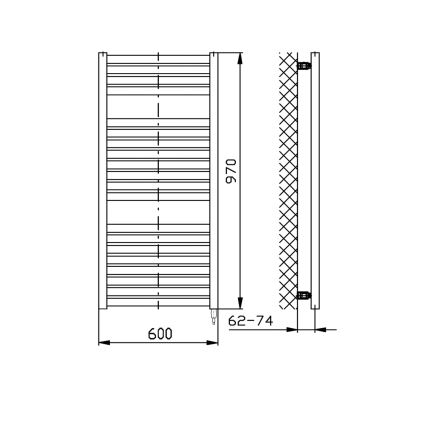 Aqualine - Radiador eléctrico de baño TONDI-E 400W/230V 97 cm blanco recto