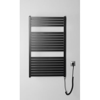 Aqualine - Radiador eléctrico de baño TONDI-E 400W/230V 97 cm negro mate recto