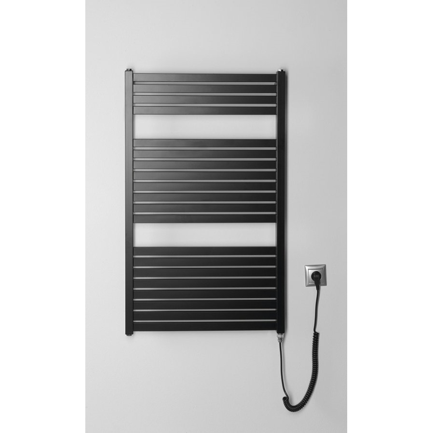 Aqualine - Radiador eléctrico de baño TONDI-E 400W/230V 97 cm negro mate recto