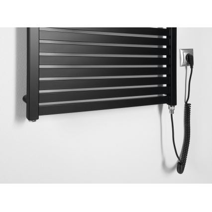 Aqualine - Radiador eléctrico de baño TONDI-E 400W/230V 97 cm negro mate recto