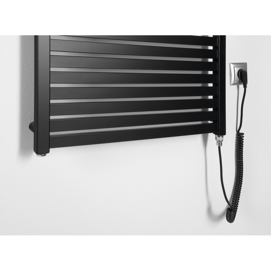 Aqualine - Radiador eléctrico de baño TONDI-E 400W/230V 97 cm negro mate recto