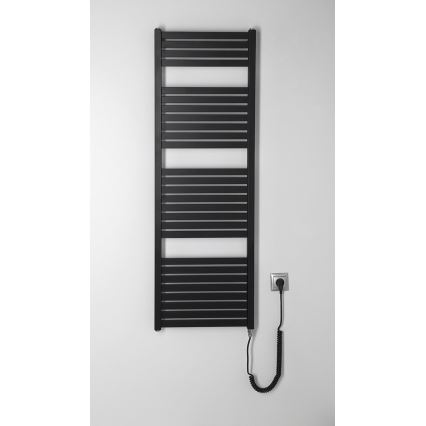 Aqualine - Radiador eléctrico de baño TONDI-E 500W/230V 133 cm negro mate recto