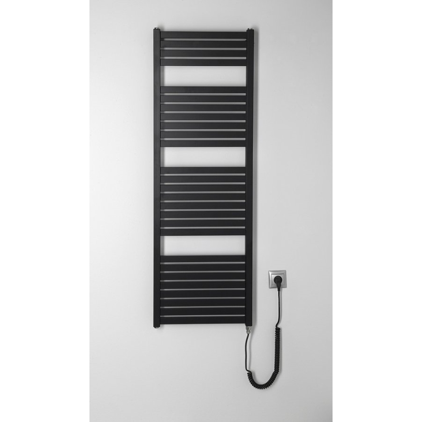 Aqualine - Radiador eléctrico de baño TONDI-E 500W/230V 133 cm negro mate recto