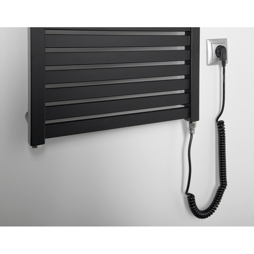 Aqualine - Radiador eléctrico de baño TONDI-E 500W/230V 133 cm negro mate recto
