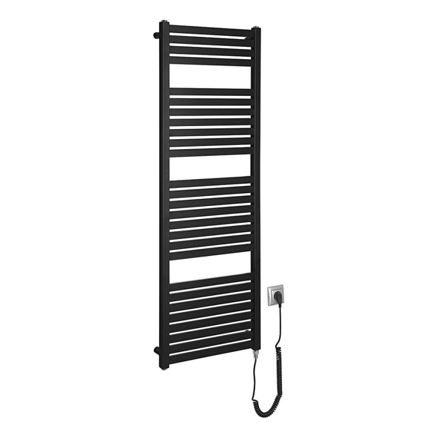 Aqualine - Radiador eléctrico de baño TONDI-E 500W/230V 133 cm negro mate recto