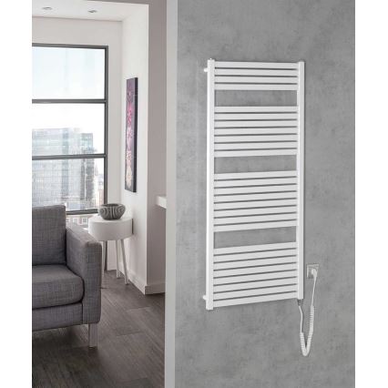 Aqualine - Radiador eléctrico de baño TONDI-E 600W/230V 133 cm blanco recto