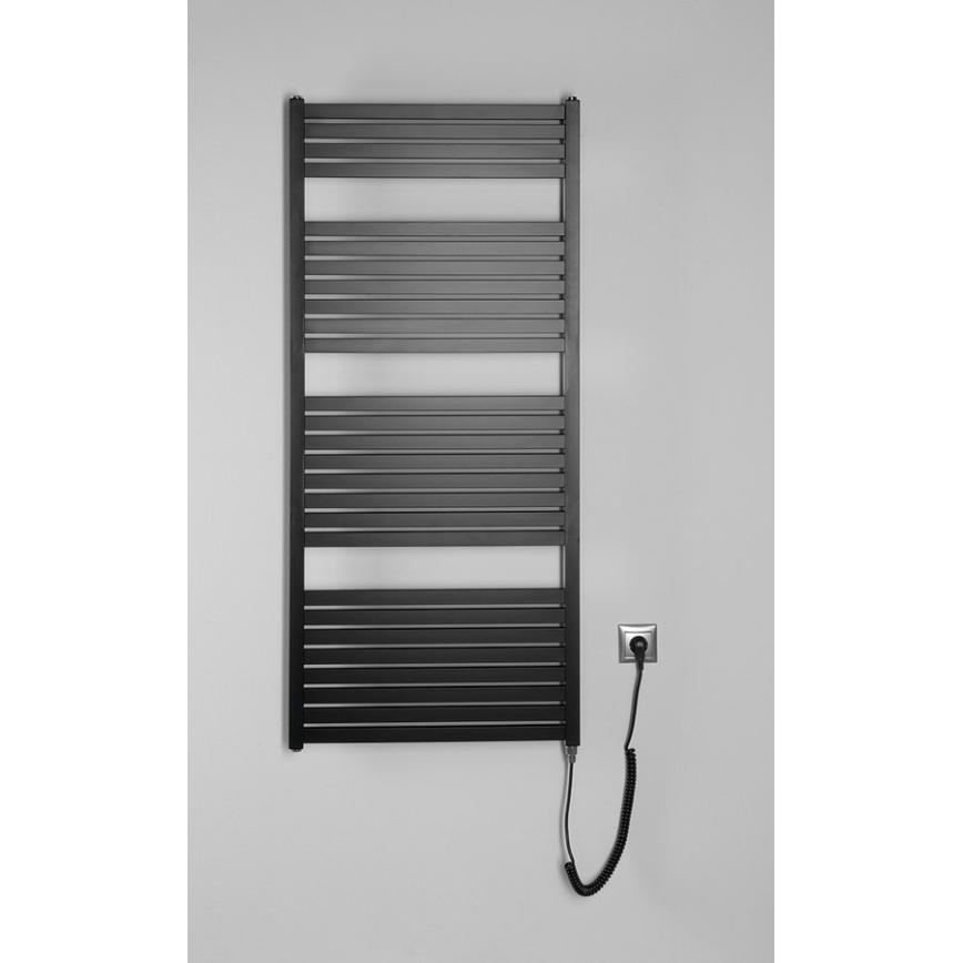 Aqualine - Radiador eléctrico de baño TONDI-E 600W/230V 133 cm negro mate recto