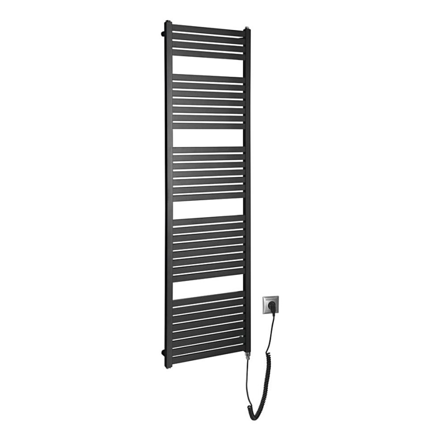 Aqualine - Radiador eléctrico de baño TONDI-E 600W/230V 169 cm negro mate recto