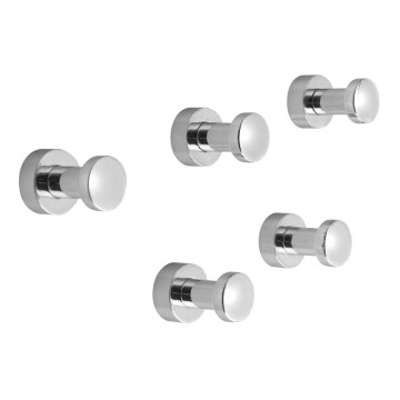 Aqualine - SET 5x Percha de pared SAMBA cromo brillante