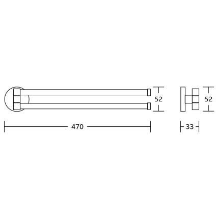 Aqualine - Toallero de pared giratorio SAMBA 47 cm cromo brillante