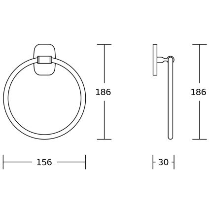 Aqualine - Toallero de pared RUMBA diá. 15,6 cm cromo brillante