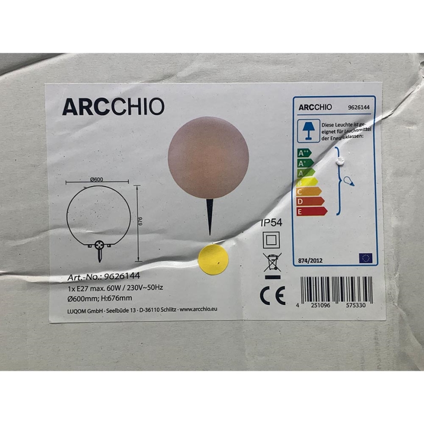 Arcchio - Lámpara de exterior SENADIN 1xE27/60W/230V 60 cm IP54