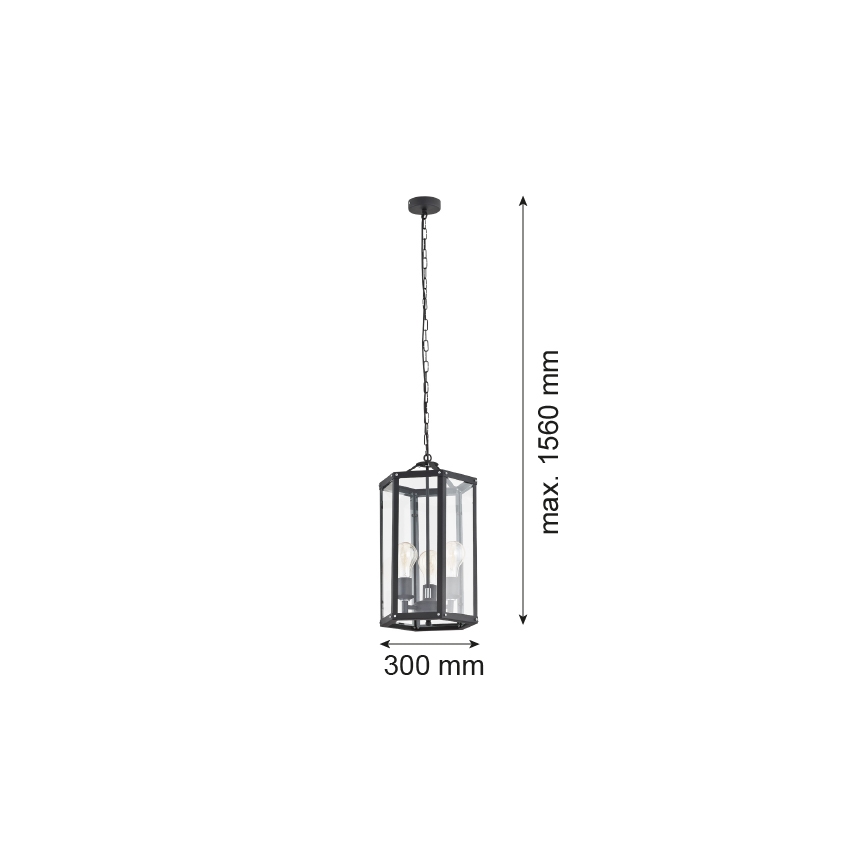 Argon 1253 - Lámpara colgante con cadena BODRUM 3xE27/15W/230V negro