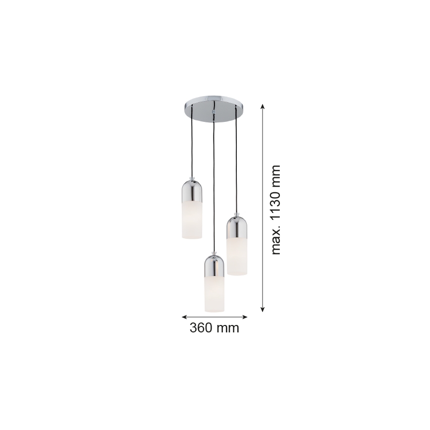 Argon 1465 - Lámpara colgante BURGOS 3xE27/15W/230V cromo brillante