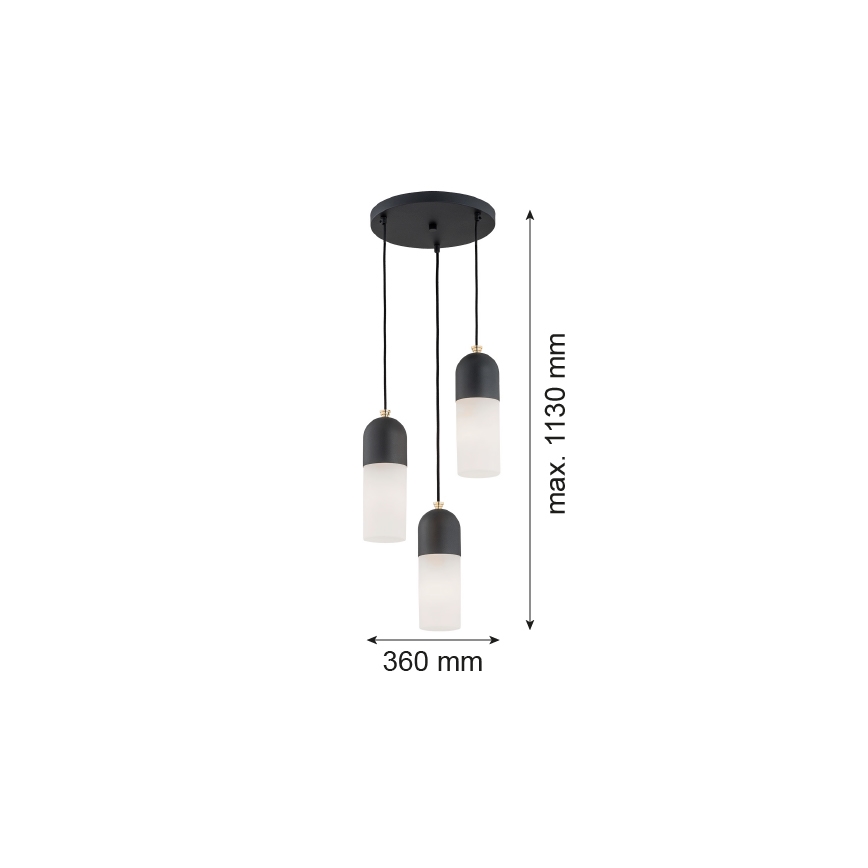 Argon 1467 - Lámpara colgante BURGOS 3xE27/15W/230V negro