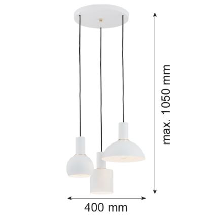 Argon 1468 - Lámpara colgante SINES 3xE27/15W/230V blanco