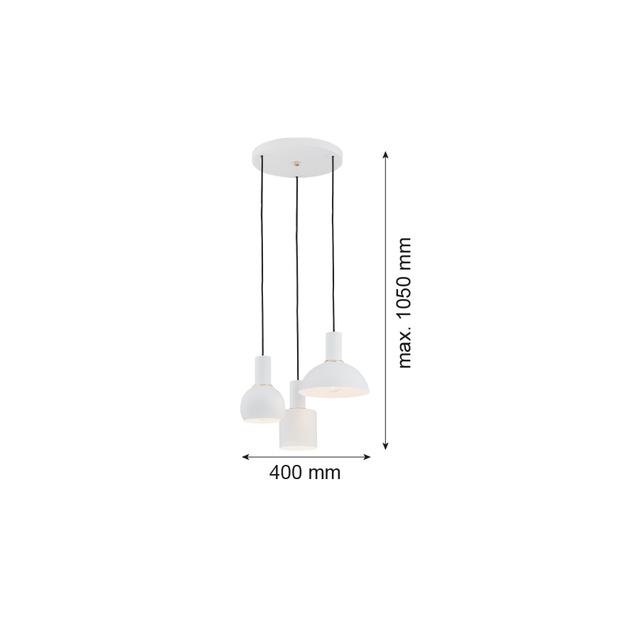 Argon 1468 - Lámpara colgante SINES 3xE27/15W/230V blanco