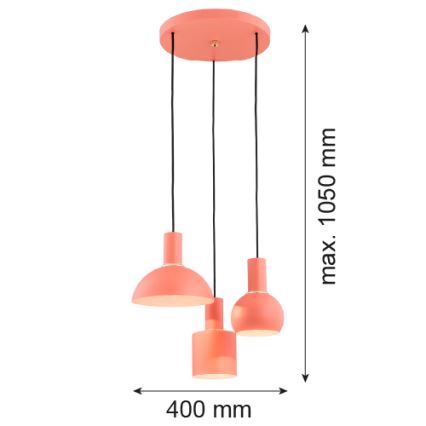 Argon 1469 - Lámpara colgante SINES 3xE27/15W/230V naranja