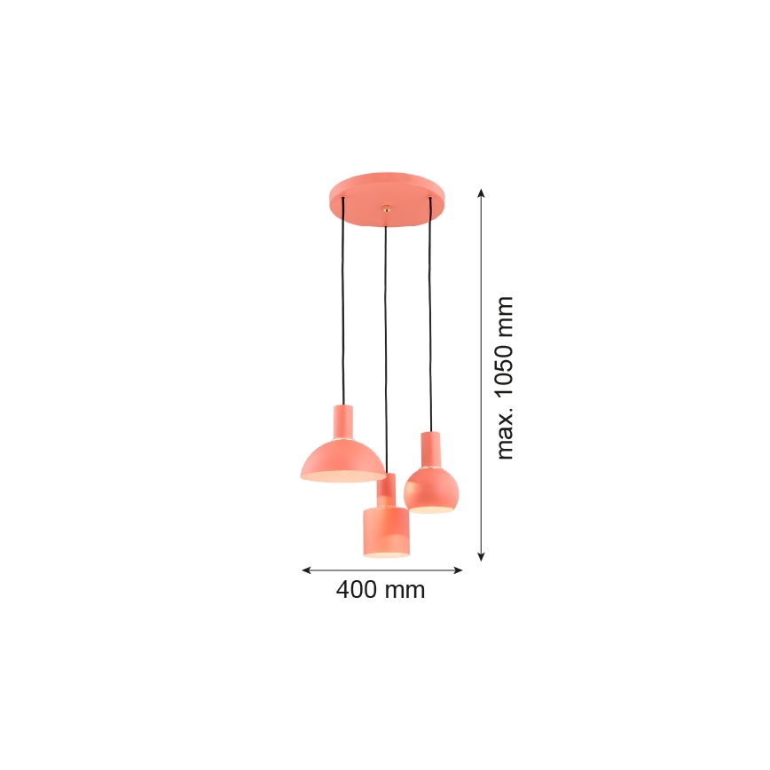 Argon 1469 - Lámpara colgante SINES 3xE27/15W/230V naranja