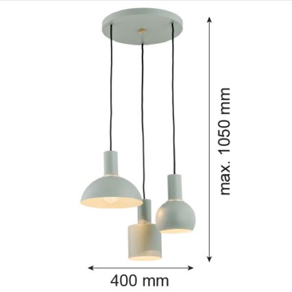 Argon 1470 - Lámpara colgante SINES 3xE27/15W/230V verde