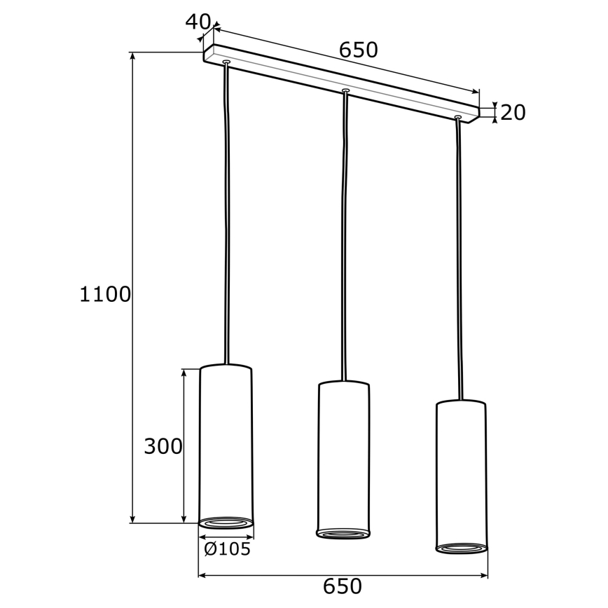 Argon 1486 - Lámpara colgante LINEA 3xE27/15W/230V latón/negro