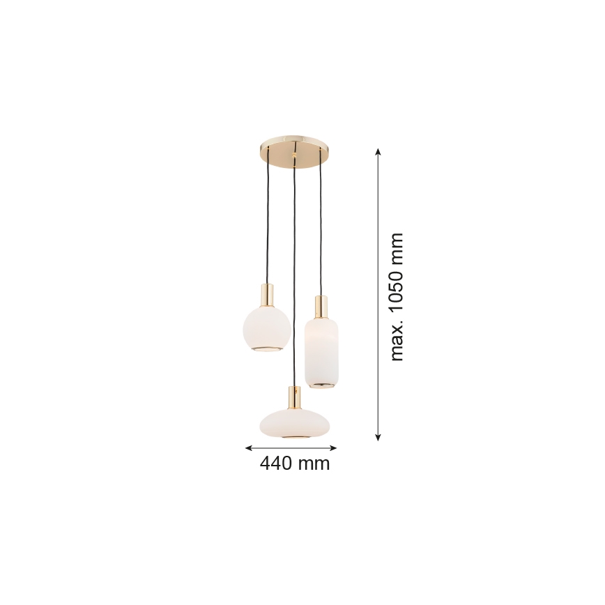 Argon 1489 - Lámpara colgante SAGUNTO 3xE27/15W/230V latón