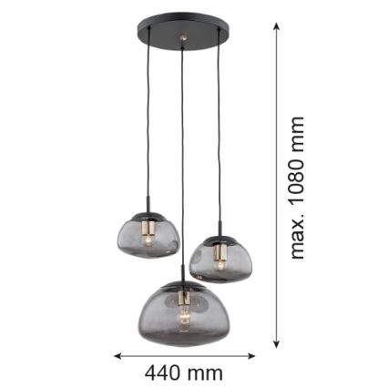 Argon 1493 - Lámpara colgante TRINI 3xE27/15W/230V negro