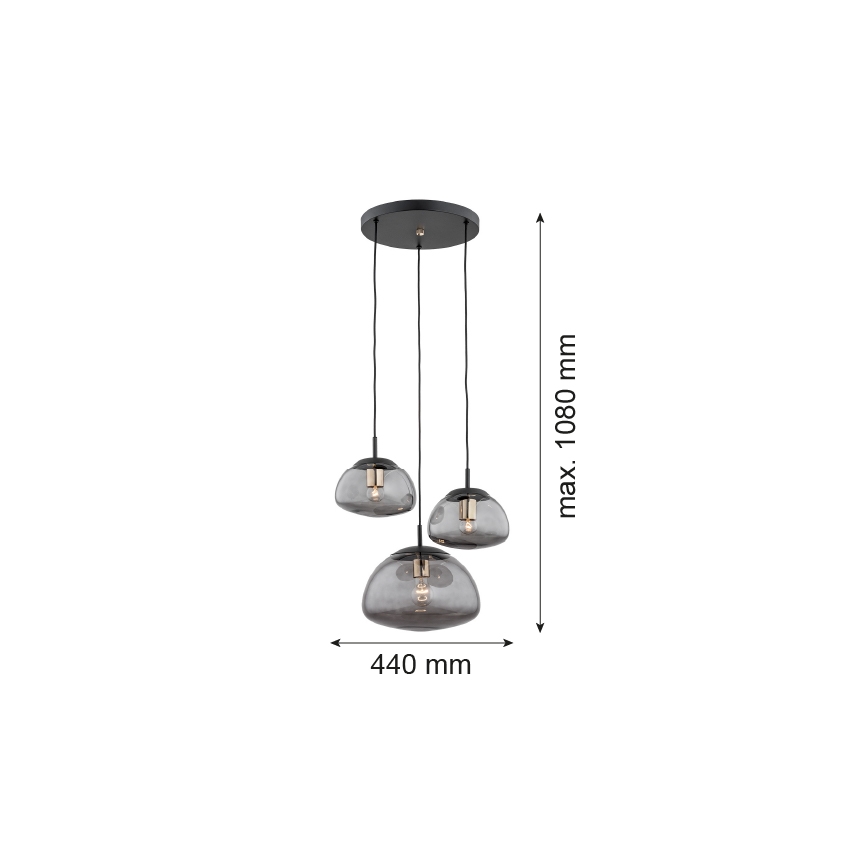 Argon 1493 - Lámpara colgante TRINI 3xE27/15W/230V negro