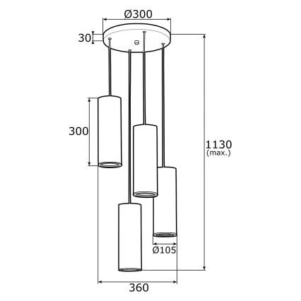 Argon 1693 - Lámpara de araña de cable LINEA 4xE27/15W/230V cobre/negro