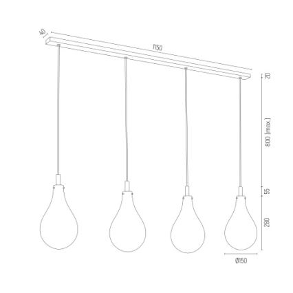 Argon 1740 - Lámpara colgante OAKLAND 4xG9/6W/230V