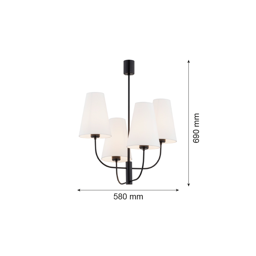 Argon 1822 - Lámpara colgante SAFIANO 4xE27/15W/230V negro